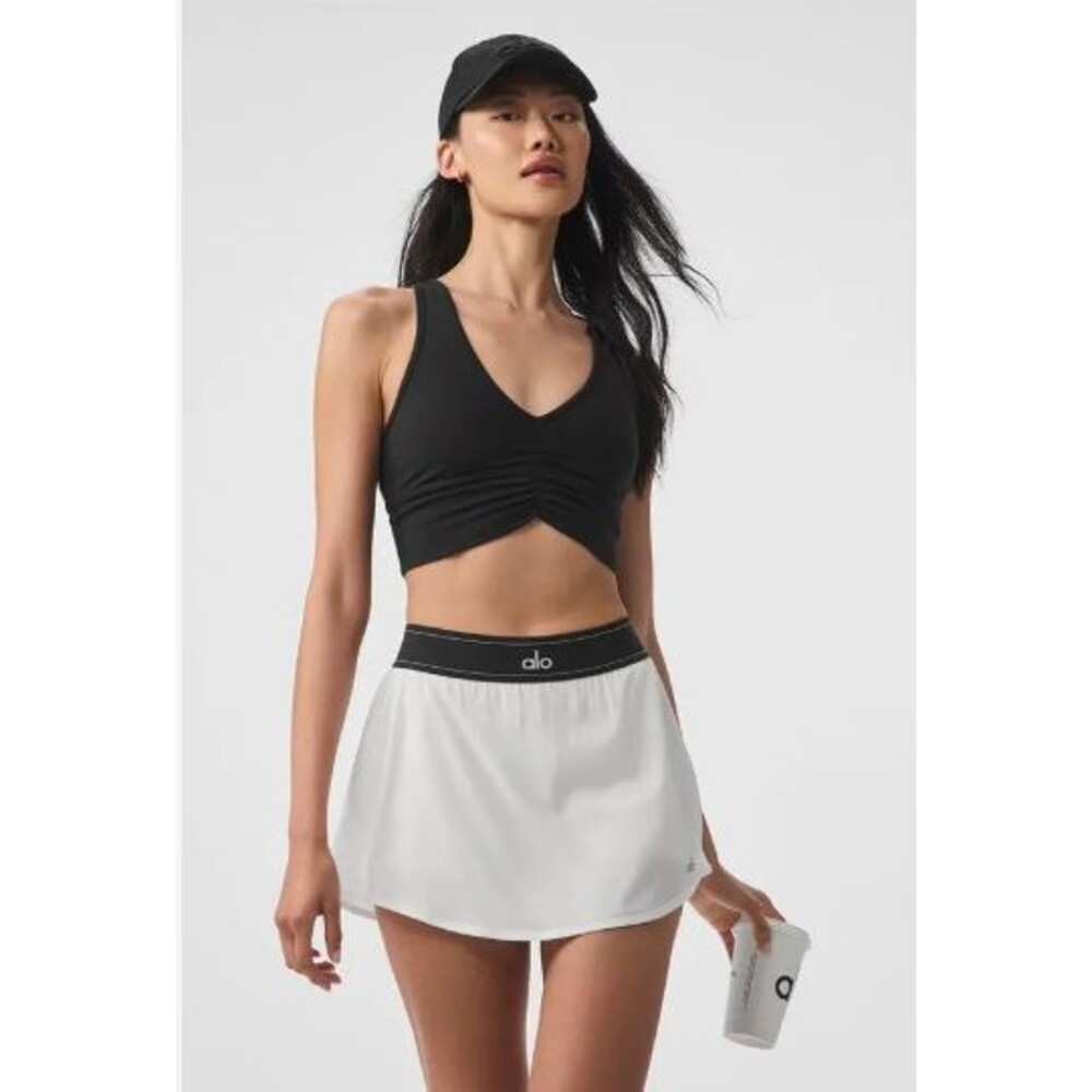 ALO YOGA White Match Point Tennis Skort Logo Waistband Shorts Womens M NWOT